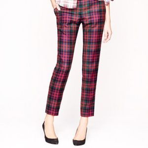 J. Crew plaid cafe Capri pants red and black