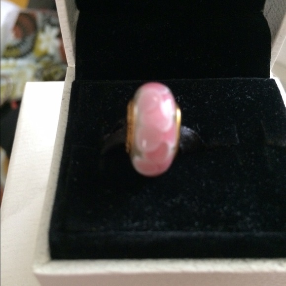 Brand New Pandora gold pink lotus charm