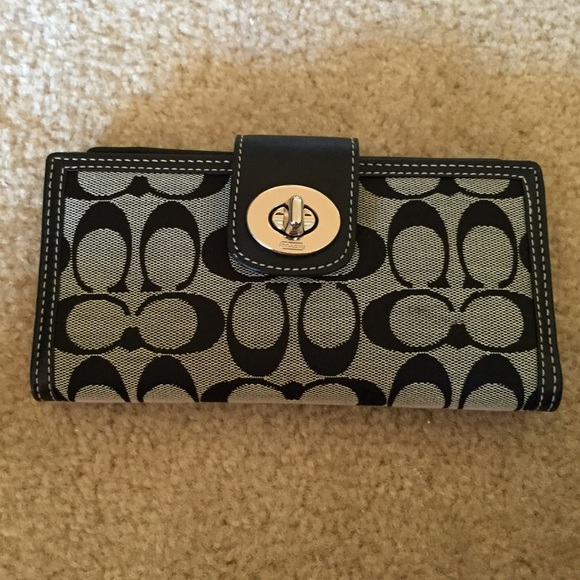 Black Coach checkbook wallet