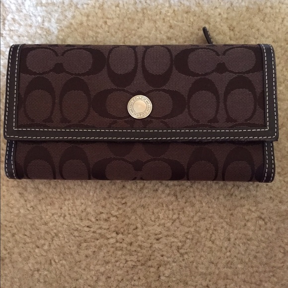 Chocolate Brown Coach checkbook wallet