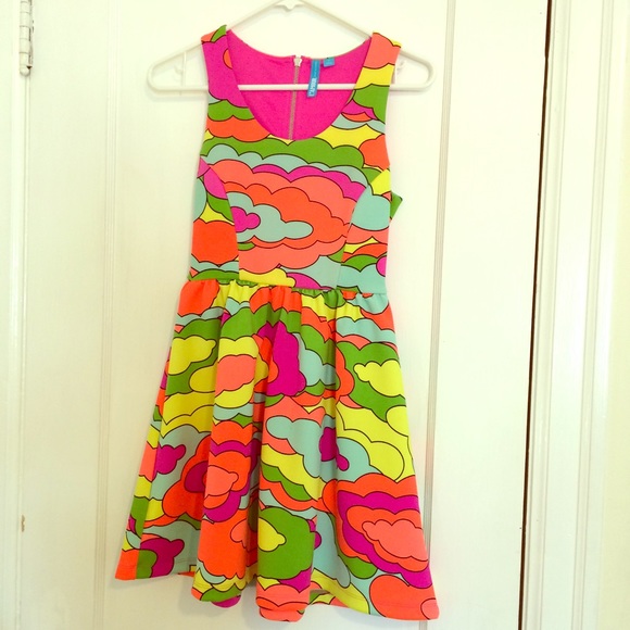 neon skater dresses Pastel Neon Color Blocking Skater Dress