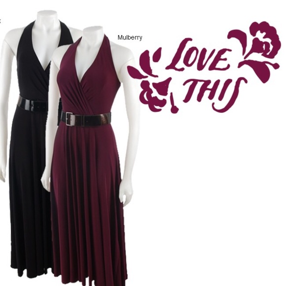 JONES NEW YORK- mulberry halter midi dress