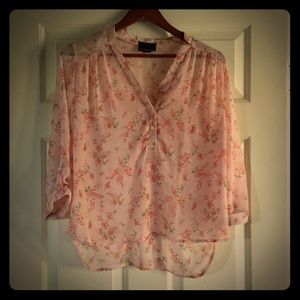 🌷Pink Sheer Cynthia Rowley High/Low Blouse🌷