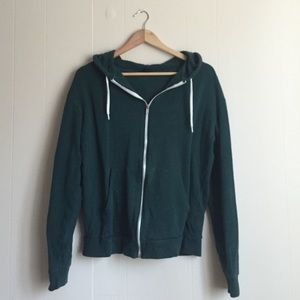 Topshop Forest Green Zip-Up Hoodie