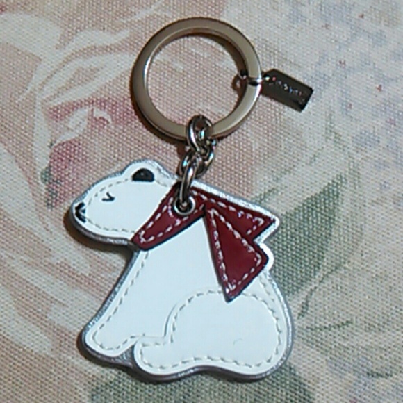 Coach Polar Bear red scarf keychain FOB.