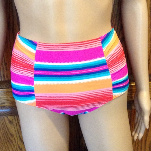 Aerie High Waisted Striped Bikini Bottoms - Picture 2 of 11