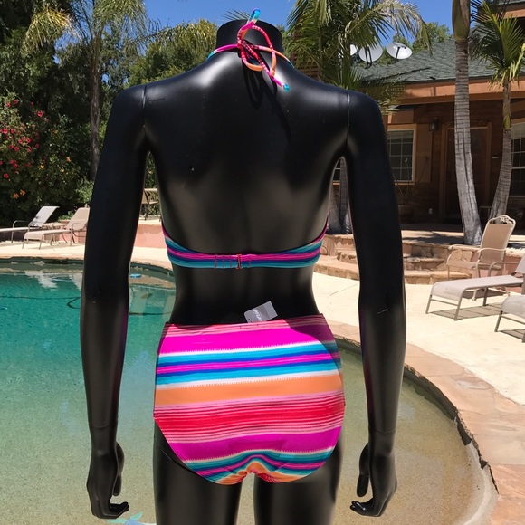 Aerie High Waisted Striped Bikini Bottoms - Picture 6 of 11