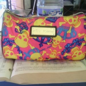 betsey johnson skull clutch/ makeup bag