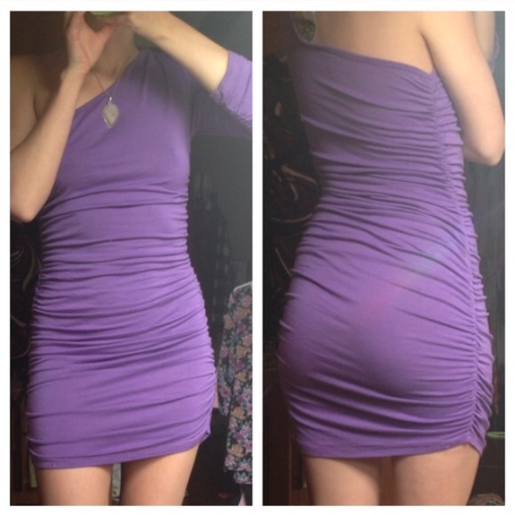Purple one sleeve dress