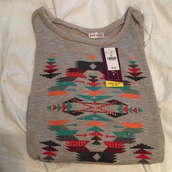 Wet Seal Tops - Tribal Print Sweatshirt