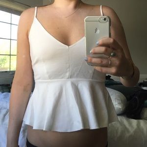 White peplum top