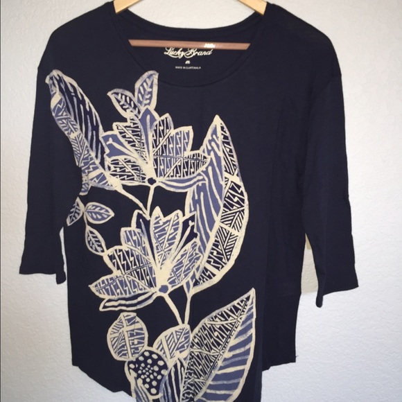 Lucky brand navy blue knit top M
