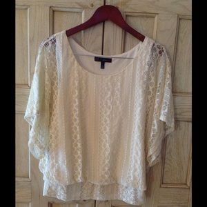 Cream Lace Top with Built in Camisole