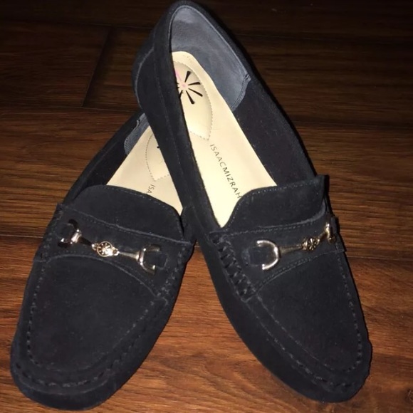 Isaac Mizrahi Live! Black suede moccasins sz 7W