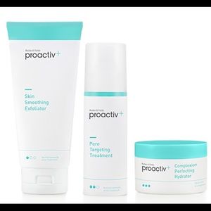 Proactiv+ cleanser, lotion and exfoliator.