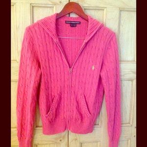 Pink Zip Up Hoodie Cardigan