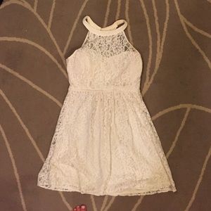 Cream lace sweetheart halter dress