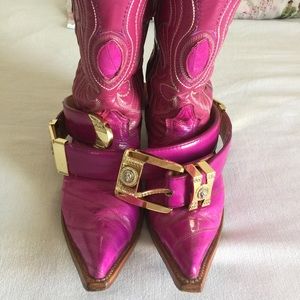 Fushia original eel skin cowgirl boots