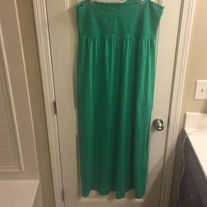 Strapless Green Maxi Dress