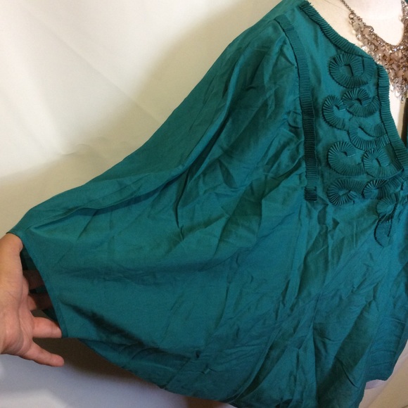 BCBGMaxAzria Teal Peasant Blouson - Picture 3 of 4