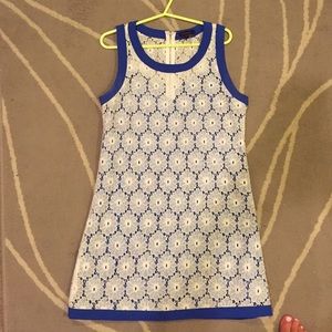 Blue and cream lace shift dress