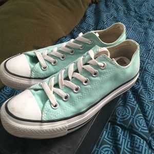 Teal blue low rise converse