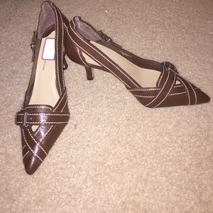 Sold! Brown pointed toe pumps