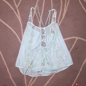 Tiffany blue lace tank