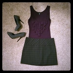 Express Black Plaid Skirt