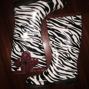 Zebra print rain boots