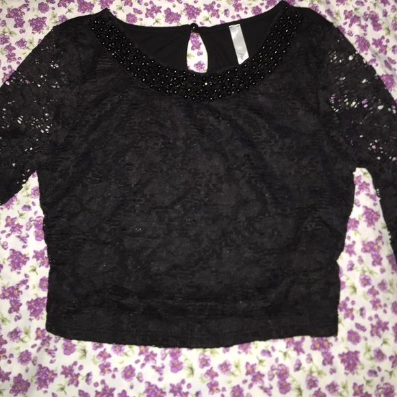 Cute Black Lace Crop Top