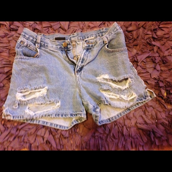 Blue jean distressed shorts