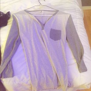 Grey and white baseball T