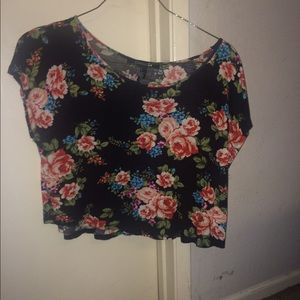 Black floral crop top