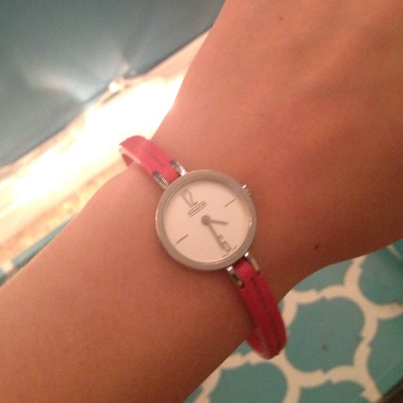 Really cute Coach watch with pink leather!