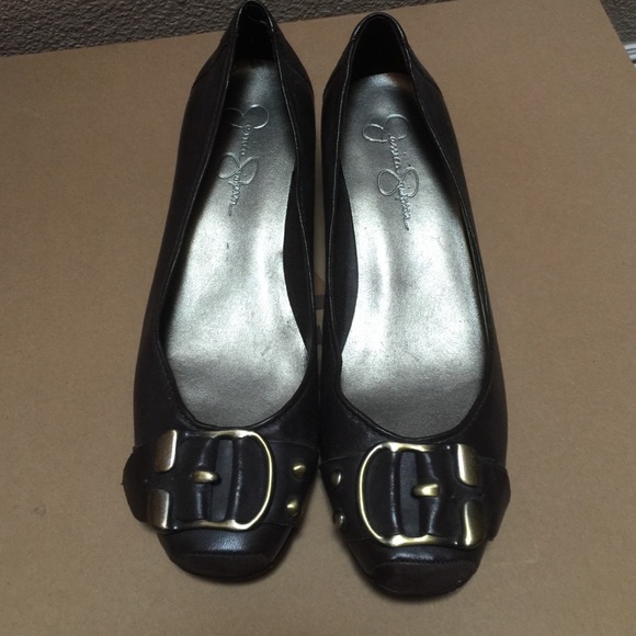 {Jessica Simpson} brown buckle wedges - Picture 1 of 2