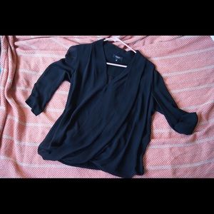 Babton (from Aritzia) black draped silk blouse