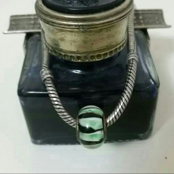 Green and black Murano glass bead for Pandora