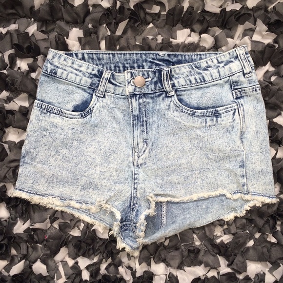 High Waist Acid Wash Denim Shorts
