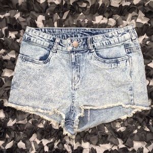 High Waist Acid Wash Denim Shorts