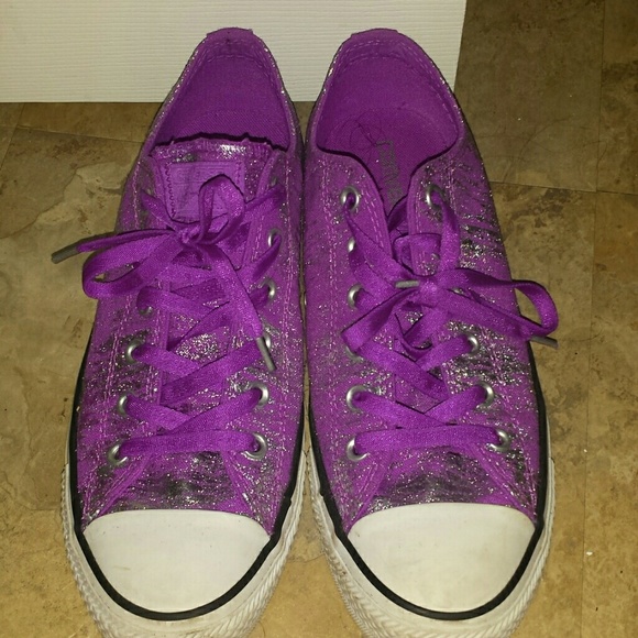 Purple Sparkly Converse Sneakers