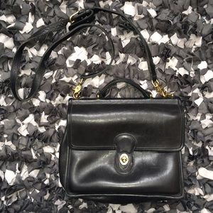 Black Leather Coach Cross Body Bag