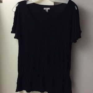 Perfect black top  with slit sleeves