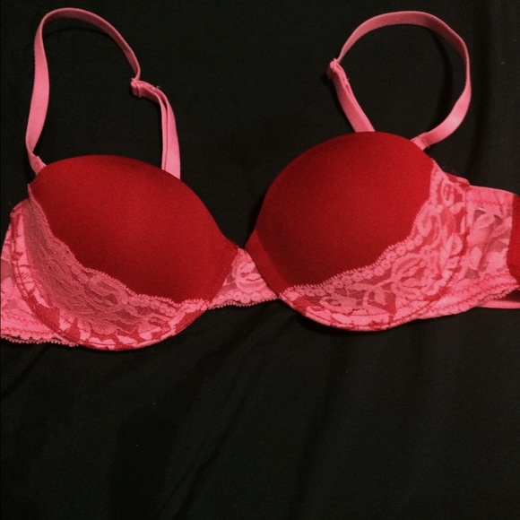 Pretty pink and red lace bra