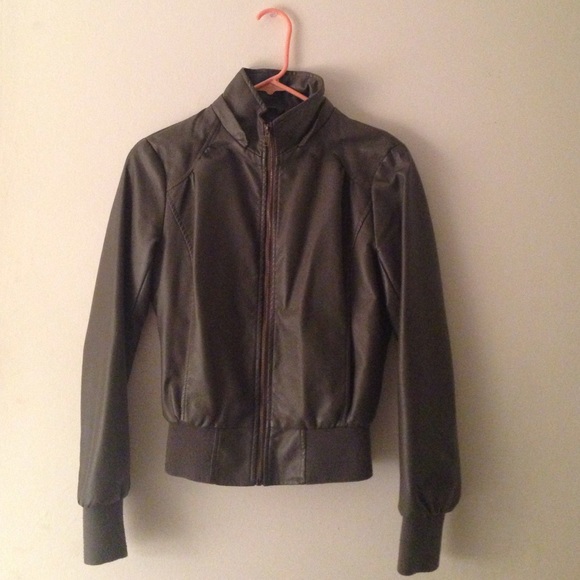 grey leather jacket