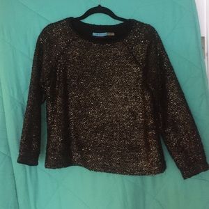 Alice + Olivia black and gold speckled sweater