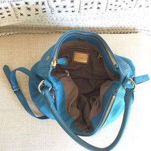 J crew hobo bag purse beautiful blue gold hardware