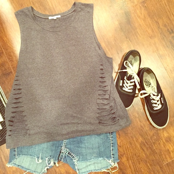 Dark gray muscle tank