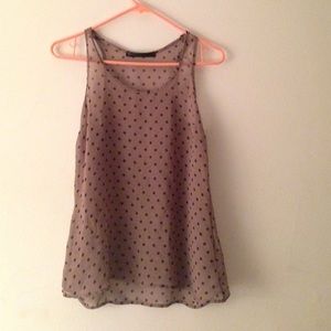 brown polka dot chiffon blouse