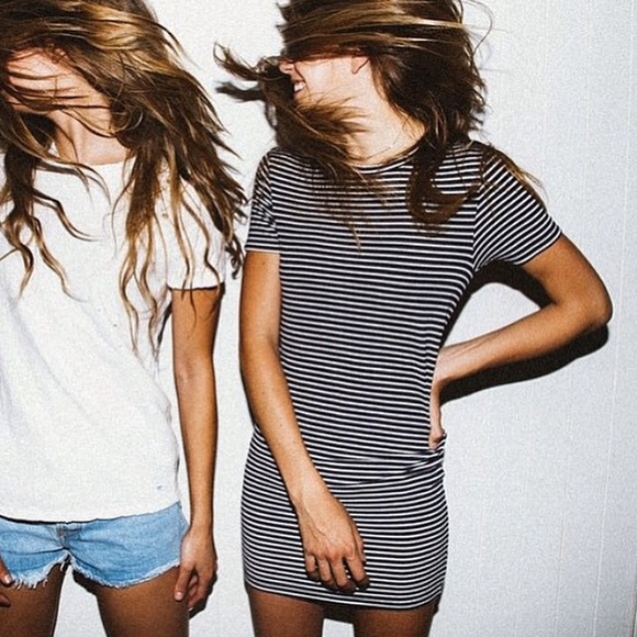 Brandy Melville Dresses & Skirts - ✨🎉TRADED🎉✨BM Navy & White Stripe Tshirt Dress